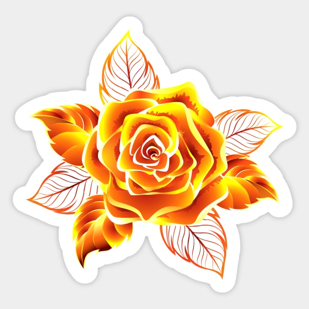 Blooming Fire Rose Sticker by Blackmoon9